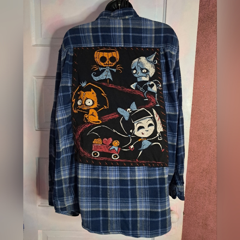 Custom RAGE Wizard Of Oz Horror Meme Flannel! OOAK Unique Fandom Wear! Unisex!